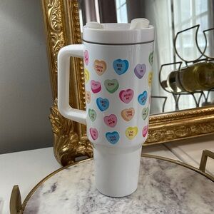 Valentine’s Day Sweethearts Candy Hearts Stanley Style Tumbler Cup 40oz